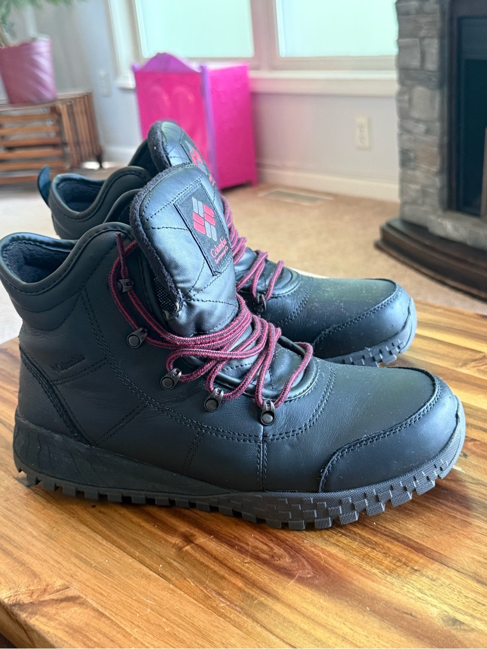 Columbia Black Boots with Burgundy Laces